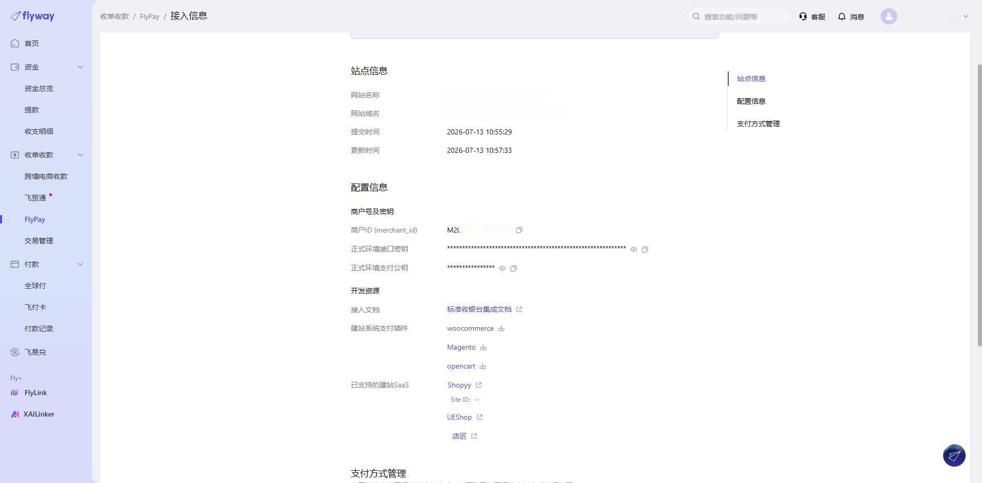 接入信息页-配置信息